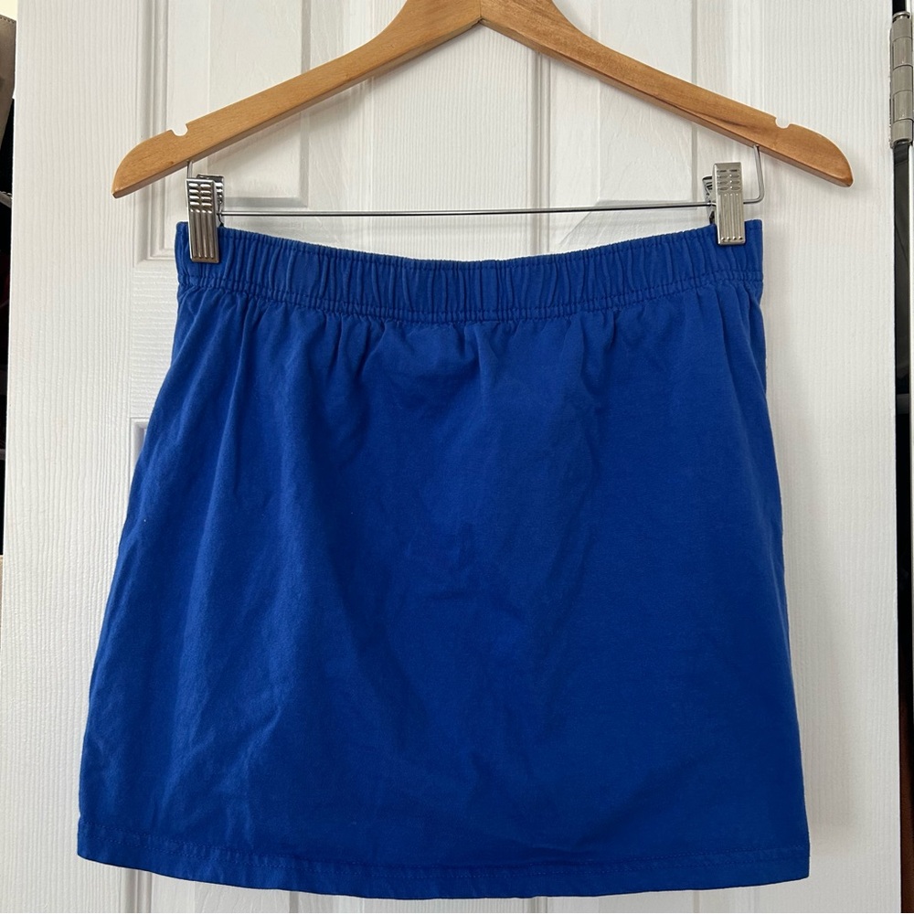 Vintage Style Cobalt Blue Cotton Skort with Built-In Shorts